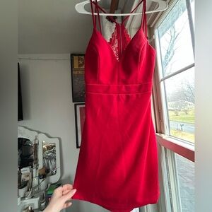 City Triangles Red Lace Accent Slip Dress